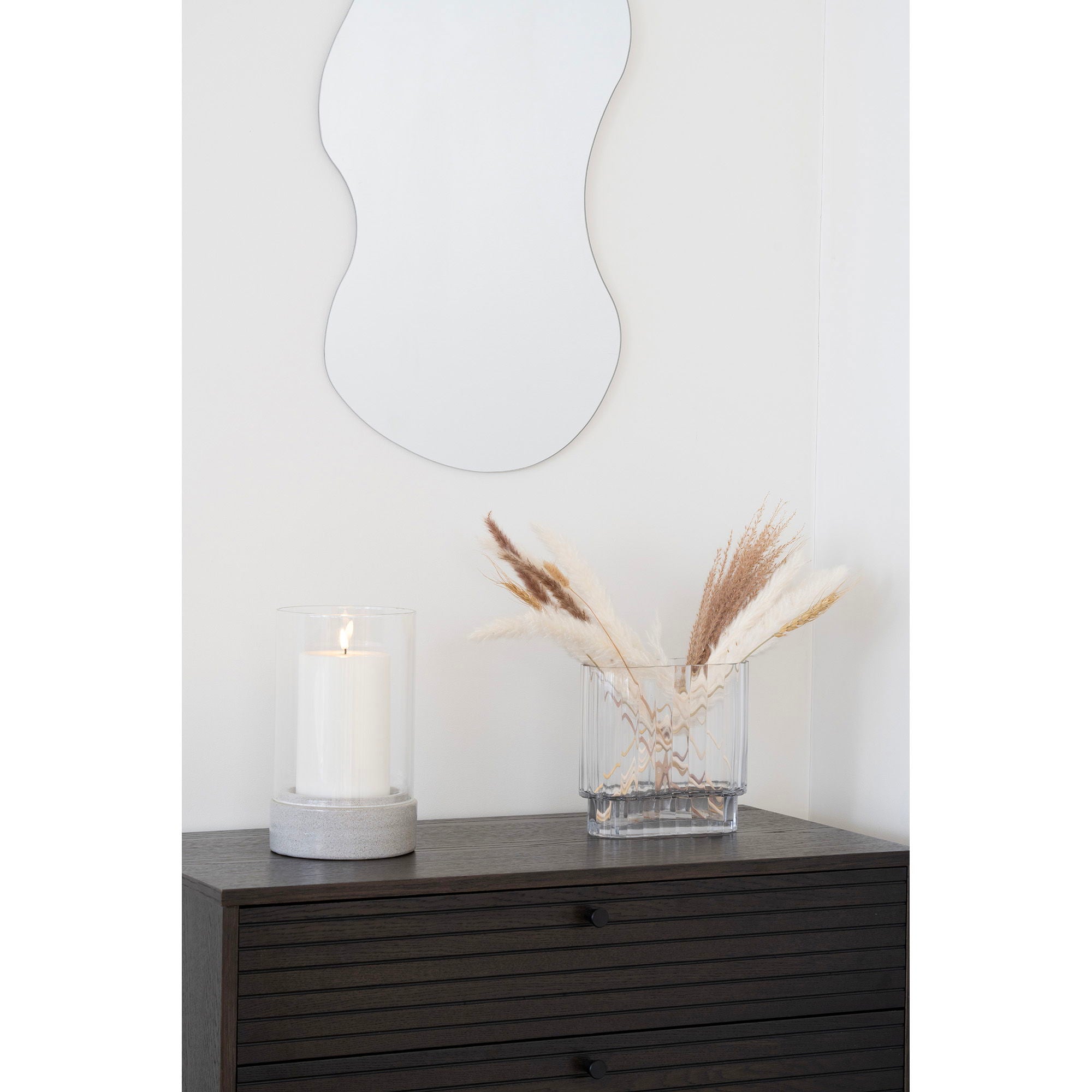 Hurricane Candle Holder - Hurricane candle holder, ceramic/glass, grey<br>16x25,5 cm